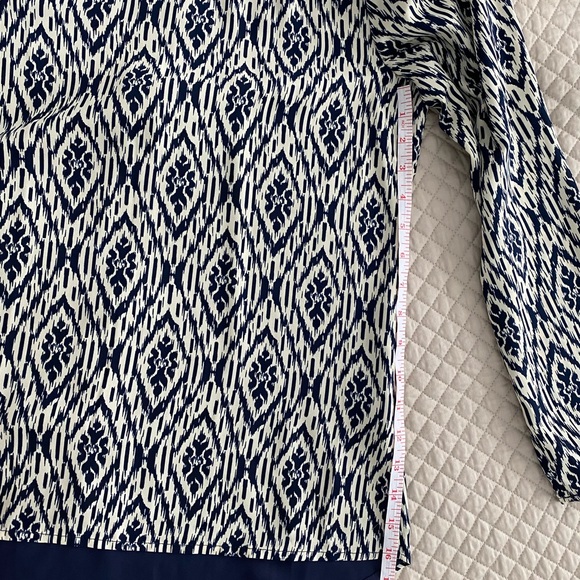 Pookie and Sebastian Cream and Blue Abstract Pattern Blouse - Picture 9 of 14